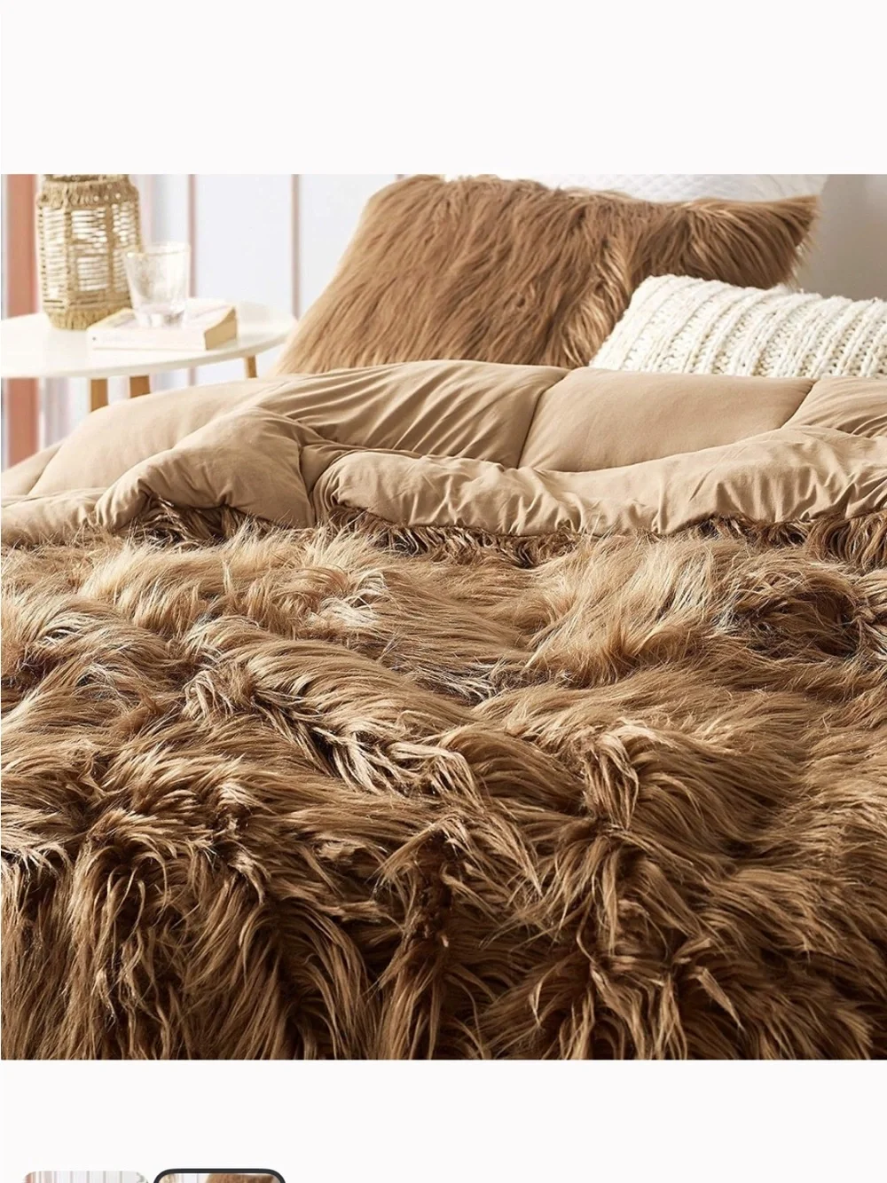 Plush Faux Fur Comforter Set — Brown Cozy Luxe